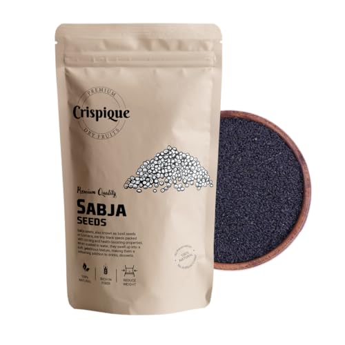 Image of Crispique Premium Raw Sabja Seeds 1 Kg | Natural Superfood for Weight Management | Rich in Fiber & Antioxidants | Healthy Snacks & Drinks