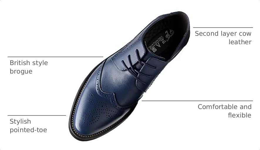 Image of Men's Pointed-Toe Lace-up Formal Brogues Dress Shoes