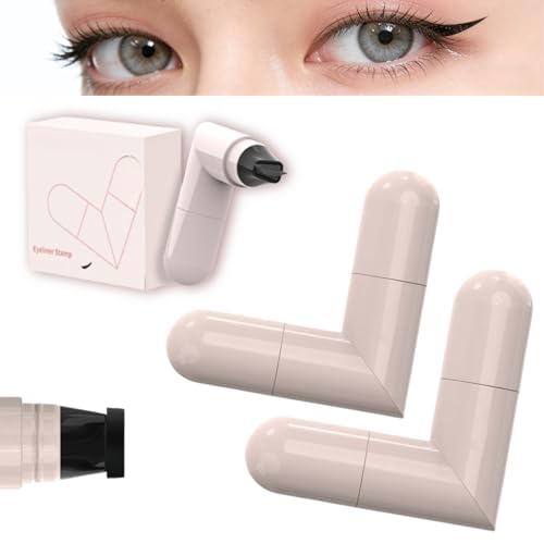lulupureclean 2026 Upgrade Rotating Waterproof Winged Eyeliner Stamp Pen, Foldable stamp wing Eyeliner Tool, Beginner eye liner Makeup for Women (2 PCS Black)