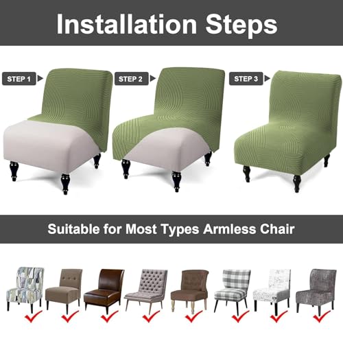 Image of Eco-Ancheng Armless Chair Slipcover Removable Armless Accent Chairs Covers Washable Armless Slipper Chair Slipcover Printed Armless Chair Furniture Protector Covers for Living Dining Room Hotel,22