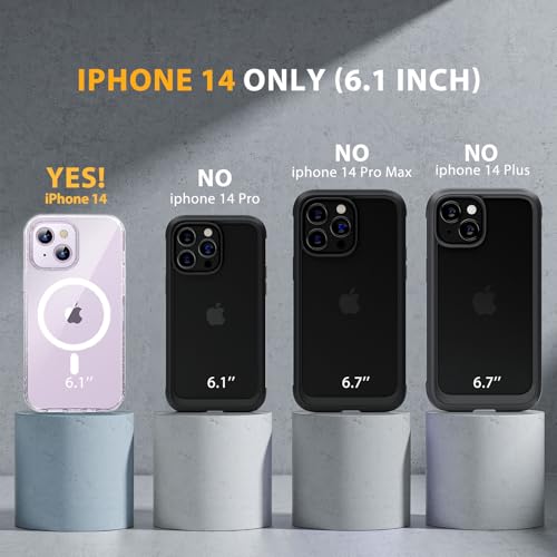 Image of Miracase Magnetic for iPhone 14 Case 6.1 inch, [Built-in Tempered Glass Screen Protector + Lens Protector] [Compatible with MagSafe] Full-Body Protective Bumper 14 Phone Cover, Clear Glitter