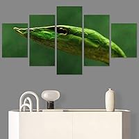 SIGNWIN 5 Panel Canvas Wall Art Modern Art Chic Expressive Frog Multicolor Photography Reptiles Snakes for Home Decorations Ready to Hang - 60