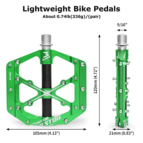 Alston Mountain Bike Pedals 3 Sealed Bearing Colorful Machined Cycling Ultra Strong Spindle Alloy Non-Slip Lightweight Pedal For Mtb And Road Bike 9/16" #TOP1