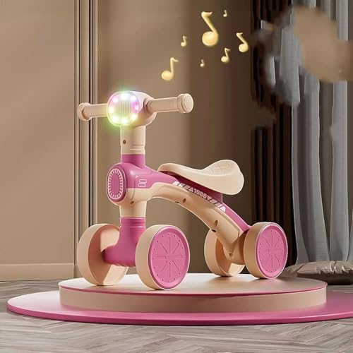 Image of Mini Bloom First Balancing Bike for Kids | No Pedal Manual Push Bike | Musical Balance Bike with LED Light | Suitable for 1-3 Years | Max Capacity 20kg (Pink (KB-157))