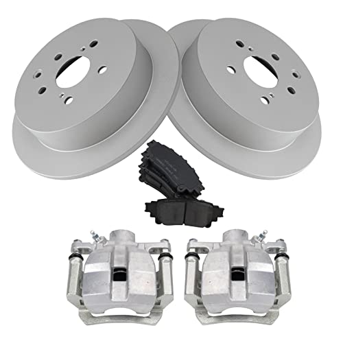 Image of TRQ Rear Brake Pad and Rotor Set Ceramic Coated Rotors Calipers