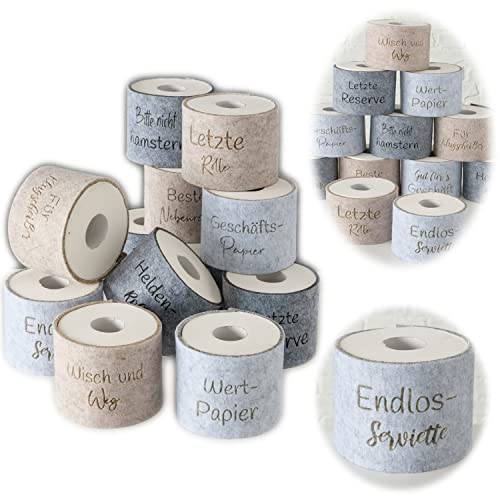 LS-LebenStil Filz Toilettenpapier Banderole Endlos Serviette Klohut Husse für Klopapier Klorollen lustige witzige Umrandung mit Spruch Slogan Geschenk Toilettenpapierrolle Deko im Bad