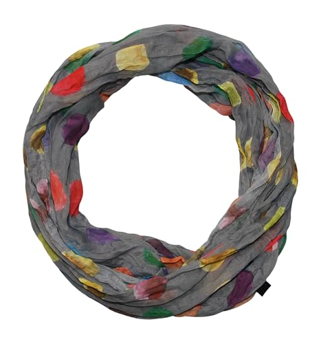 beybey® Damen Seide Loop Schal in herrlichen Farben und ein Batik Punkte Loopschal zum Verlieben Seidenschal (dx grau)