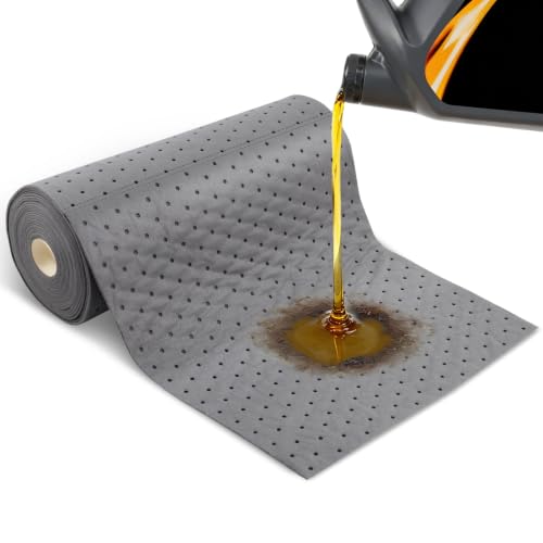 Image of Heavy Duty Oil Absorbent Pads 15 inchx 25' 1 Roll Automotive Absorbent Pads | Absorbs Up to 10 oz per Oil Spill Pads Universal Leak Drip Garage Floor Oil Water Coolant Chemicals Workshop