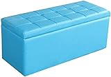 Aufbewahrungs-Ottomane, rechteckig, getuftet, PU-Leder, zusammenklappbar, Fußstütze für Wohnzimmer, Schlafzimmer, Büro, platzsparendes Design