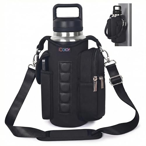 icolor Magnetic Gym Bag Water Bottle Holder Carrier with Strap & Phone Pockets 3.9 Gym Magnetic Bag 5 Built-in Magnets Gym Accessories Organizer Sling Small Gym Bag Pouch for Men Women