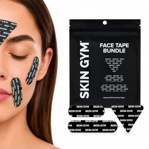 Skin Gym Face Tape Wrinkle Patch Bundle 45 Assorted Pre-Cut Strips for Overnight Anti-Wrinkle | Smoothing Wrinkle Patches for All-Over Face Forehead and Cheeks