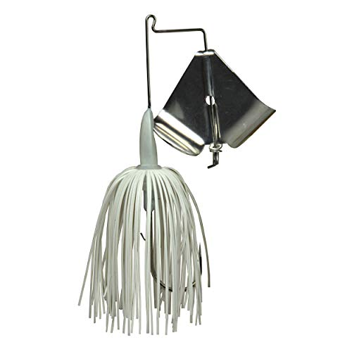 Tackle HD 1/2 Oz Worldwide Buzzer Fishing Bait, Buzz Bait with Mustad Ultra Point Fishing Hook and Pro Series Skirt, Top Water Bass Fishing Lure for Freshwater, White (Silver Blade)