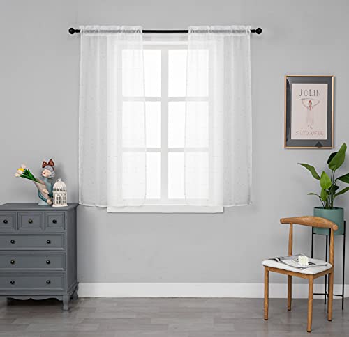 Tournesol Paire de rideaux en voile blancs transparents motif motif doré pour salon, chambre, porte, fenêtre, balcon, 2 panneaux avec poche (or, 70 x 150 cm) Cover