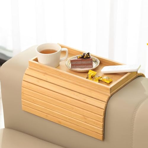 Mesa con reposabrazos para sofá Brrnoo antideslizante para evitar caídas de café 4