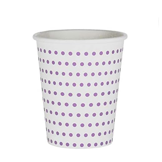 EinsSein 48x Vaso de papel boda Puntos 53x75x88mm blanco-púrpura desechables bodas vajilla bautizo fiesta desechables cumpleaños y vasos para desechable elegantes plastico biodegradable dorados carton