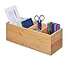 Produktbild Relaxdays Ordnungsbox, 4 Fächer, Bambus, HBT 12 x 35 x 14 cm, Büro, Küche, Bad, stabil, vielseitig, Utensilienbox, natur