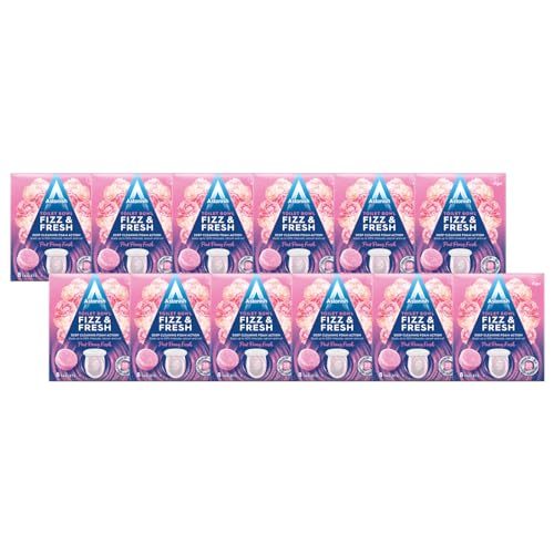 Astonish Special Aromatic Edition Fizz & Fresh Lot de 12 pastilles de nettoyage en mousse pour cuvette de toilette, parfum frais de pivoine rose, 8 comprimés