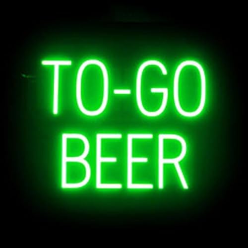 Image of SpellBrite LED Neon TO-GO BEER Sign for Business - Green, 20 inch x 15 inch | Ultra-Bright Click-Together Signage for Bars & Restaurants, with Visibility from 500 ft - 8 Animations, 6 Brightness Levels
