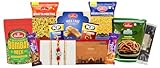 Emartbuy Indian Afternoon Tea Gift Hamper with Rakhi - Premium Assorted Haldiram's Snacks & Sweets Housewarming, Celebrations & Special Occasions | Authentic Indian Flavors