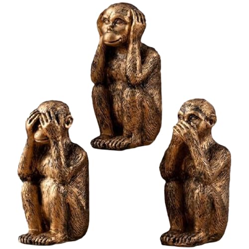 Ensemble de 3 statuettes de singes de la sagesse idée cadeau originale pour un collègue