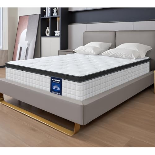 12 Inch White Queen Spring Mattress,Medium Firm with Gel Memory Foam,Individually Pocketed Coil,Fiberglass-Free Fire Retardant CertiPUR-US Certified,80"*60"*12"
