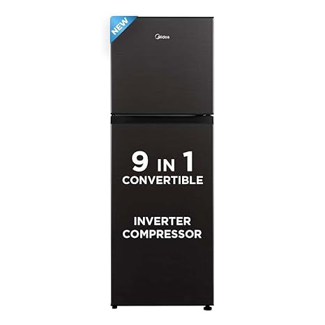 Midea 233 L 3 Star Frost Free Convertible Real Inverter Double Door Refrigerator (MDRT359FGI28, Jazz Black, 2023 Model)