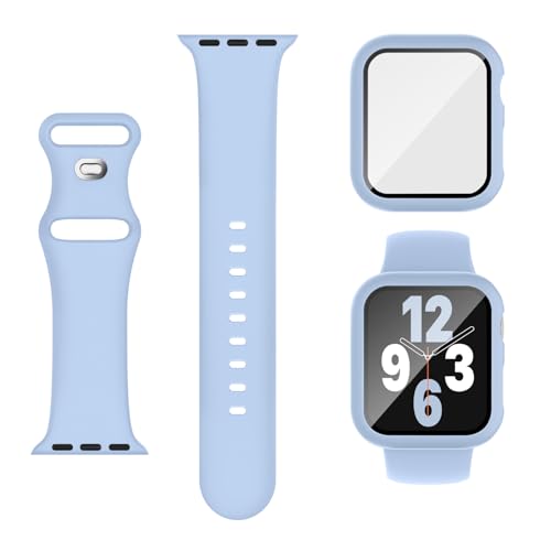 Adorique 3-in-1 Compatible for Apple Watch Band 40mm 41mm 42mm, Soft Silicone Sport Strap for iWatch...