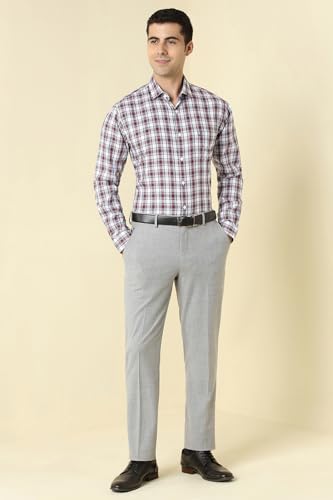 Image of Allen Solly Men's Small Check Casual Shirt | Regular Fit, Breathable Fabric, Versatile Daily Style
