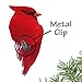 BANBERRY DESIGNS Cardinal Clip-On Christmas Ornaments - Cardinal Hoiiday Decorations with Silver Clips - Red Flocked Bodies with Feather Wings and Tail - Set of 10 Pieces - Each Bird is 3