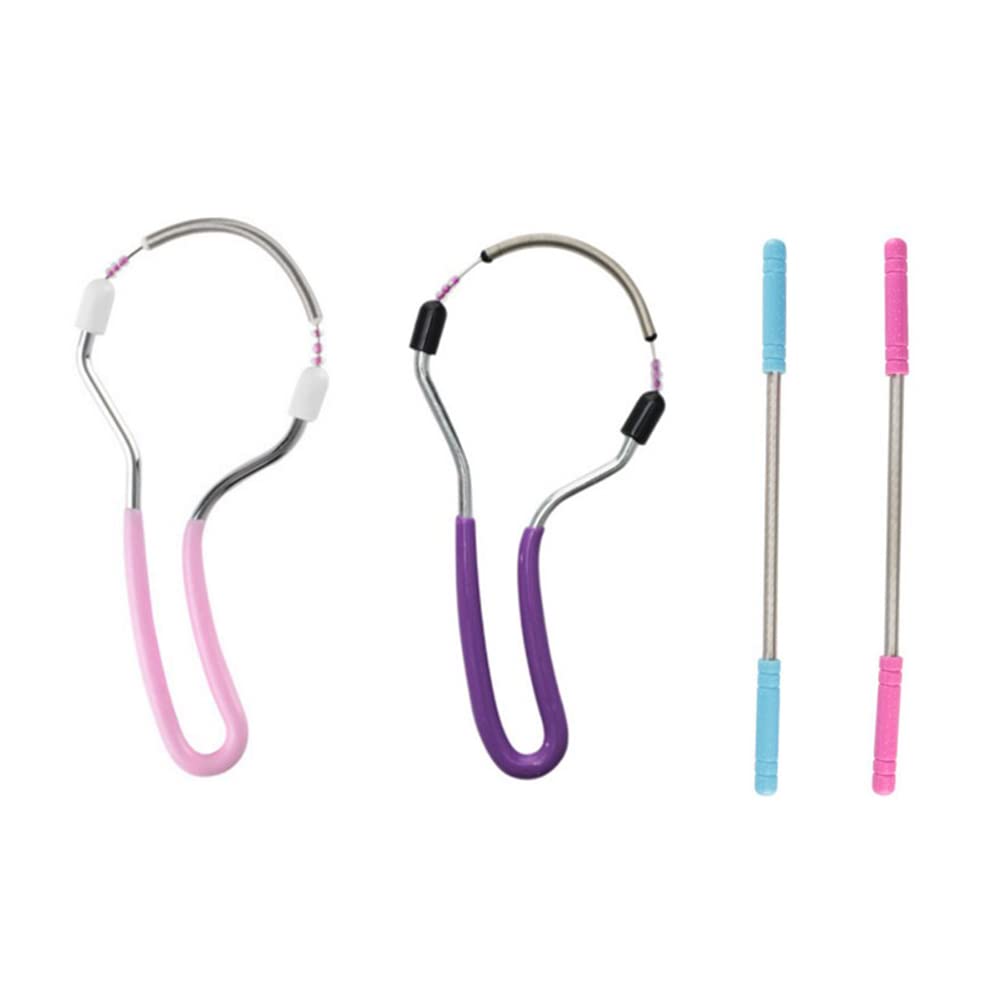 4 Pieces Facial Hair Removers Spring Face Hair Removers with Handle Spring Hair Removal Threading Tools for Women and Men (Random Color)