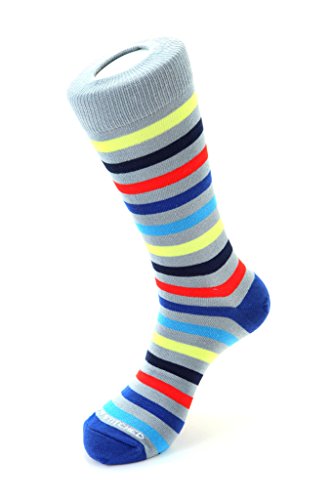 Men's Standard Stripe Size 8 to 12 Light Grey/Red/Dark Blue