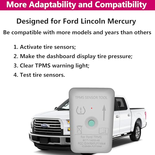 Waterproof Ford TPMS Relearn Tool TPMS Reset Tool for Ford Lincoln Mercury Tire Pressure Sensor Reset for F150 F250 Flex Ranger Explorer Fusion Edge Focus Escape Transit mkz mkx TPMS Programming Tool - Thumbnail 4