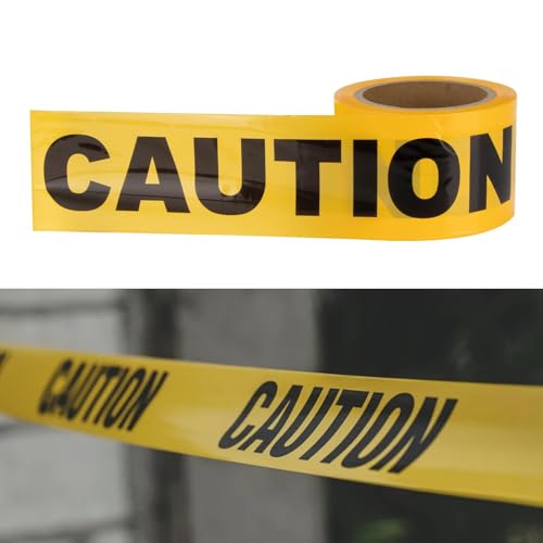 Yellow Caution Tape Roll, CARGEN Crime Scene Barricade Safety Warning Tapes for Bloody, Spy, Caution Birthday, Crime Scene Props or Yellow Funny Halloween Party Decor Decorations, 3 Inch x 328 Feet
