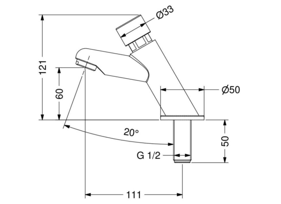 Grifo de lavabo temporizado serie MODERN con mando pulsador y premezclador mecánico incluido - Idral
