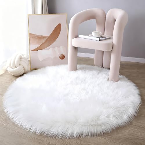 Faux Lammfell Schaffell Teppich 100 x 100 cm, Lammfellimitat Teppich...