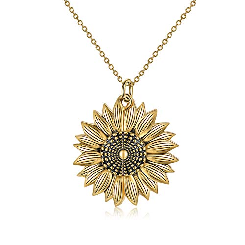 Yfn Sterling Silver Sunflower Locket Necklace You Are My Sunshine With Birthstone Engraved Pendant Necklaces Birthday Gift For Her (Yellow-Aug) #TOP1