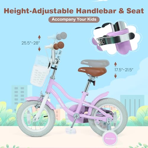 Image of BABY JOY Kids Bike, 12 14 16 18 20 Inch Boys Girls Bike w /Removable Basket | Kids Bicycle with Adjustable Seat & Handlebar, Handbrake & Coaster Brake, Training Wheels or Kickstand (Multi-Color Choices)