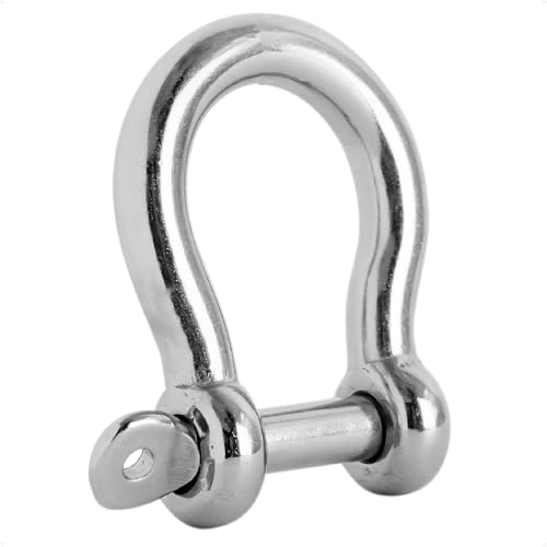 Five Oceans 1/4-Inch (6mm) Screw Pin Anchor Shackles, Heavy Duty Stainless Steel Bow Shackle, Rugged D-Ring for Towing, Boat, Sailboat - FO3676