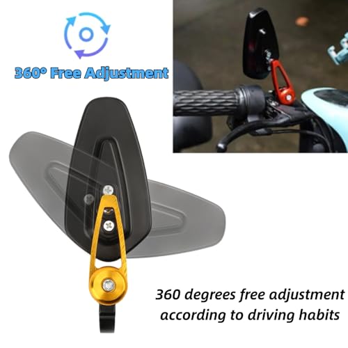 Seitenspiegel Universal Motorrad Aluminiumlegierung Rückspiegel für die meisten Motorräder mit 7/8(22mm) Lenkerende(Rot Farbe)