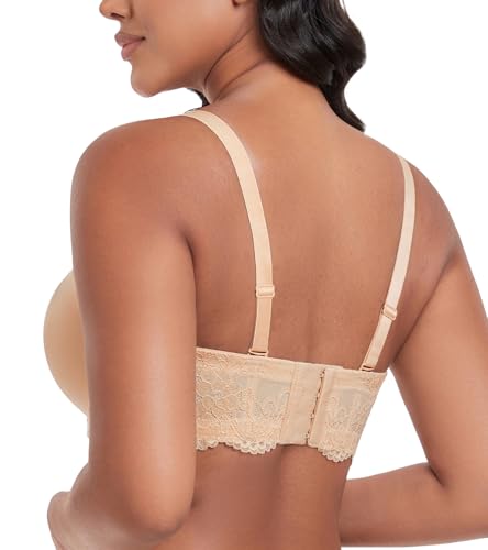 Image of DotVol Women's Plus Size Bra Full Figure Underwire Contour Beauty Back Lace Multiway Strapless Bra