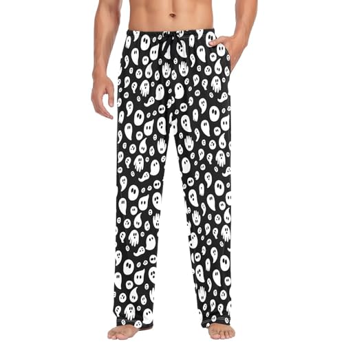 White Spirits Men's Cotton Pajama Pants with Pockets and Drawstring Comfortable and Stylish,S