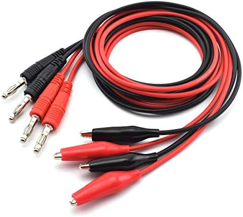 SDTC Tech Banana Plug to Alligator Clip Test Leads 1m Length Crocodile Clip Wire Cable Set (2 Red + 2 Black)