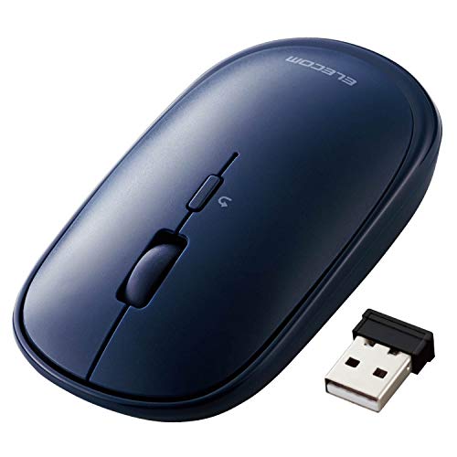 ELECOM Wireless Mouse, with USB Receiver, Silent, Quiet Click, Slim, 4 Button, for iPad, Laptop, PC and Mac, Blue (M-TM10DBBU/EC)