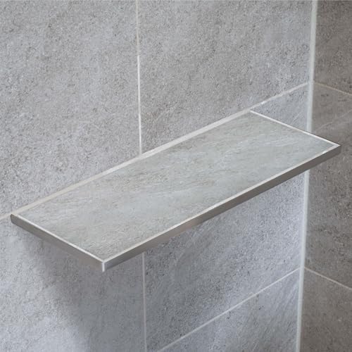 Dalsys Befliesbare Duschablage Ecke 400mm x 150mm Silber Ablage zum Einfliesen, Edelstahl korrosionsbeständig, Bad Accessoires