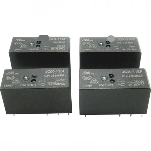 Relés HF115F JQX-115F-012-2ZS4 de 5 unidades para circuitos electrónicos de control continuo