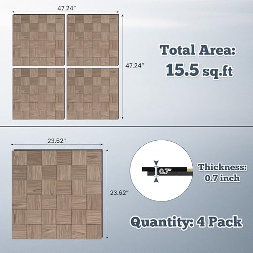 Paneles acústicos de pared 3D SMARTSTANDARD Mosaic 4 piezas 23.6" x 23.6", nogal miniatura 7