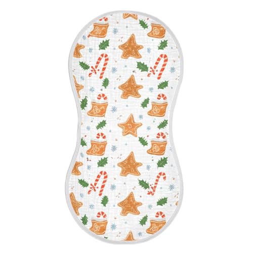 2 Pack Baby Burp Cloths, Soft Absorbent Burping Cloths for Babies, Cotton Milk Spit Up Rags, Large Size for Newborns, Baby Boys and Girls (Gingerbread Joy Pattern)