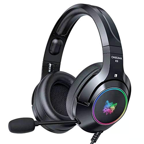 ONIKUMA RGB Gaming Headset for PC, PS5, PS4, Xbox one (Adapter Not Included), Laptop, Noise Canceling Gaming Headphone with Microphone & Surround Sound, RGB LED Light