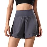 Damen Mädchen Atmungsaktiv Shorts Sporthose Radlerhose Leggings Laufhose Dehnbaren Skater Mini Rock mit Shorts Wetlook High Waist Kurze Lederhose Skinny Leggins Hose Hotpants