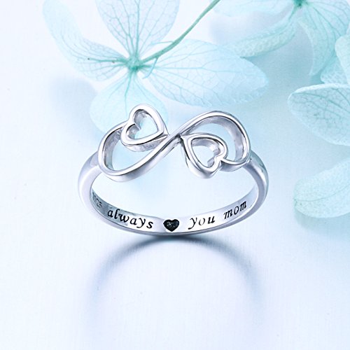 Sterling Silver Engraved Always Love You Mom Mother Daughter Forever Ring, Size 5-104